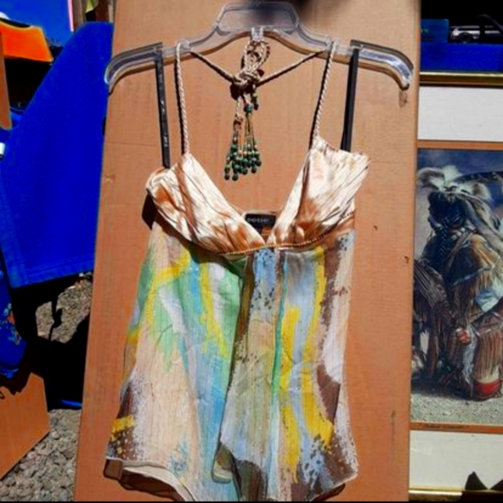 Adorable silk halter by BeBe size small, perfect condition.